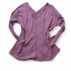 Waffle Brushed Knit V Neck Top‎